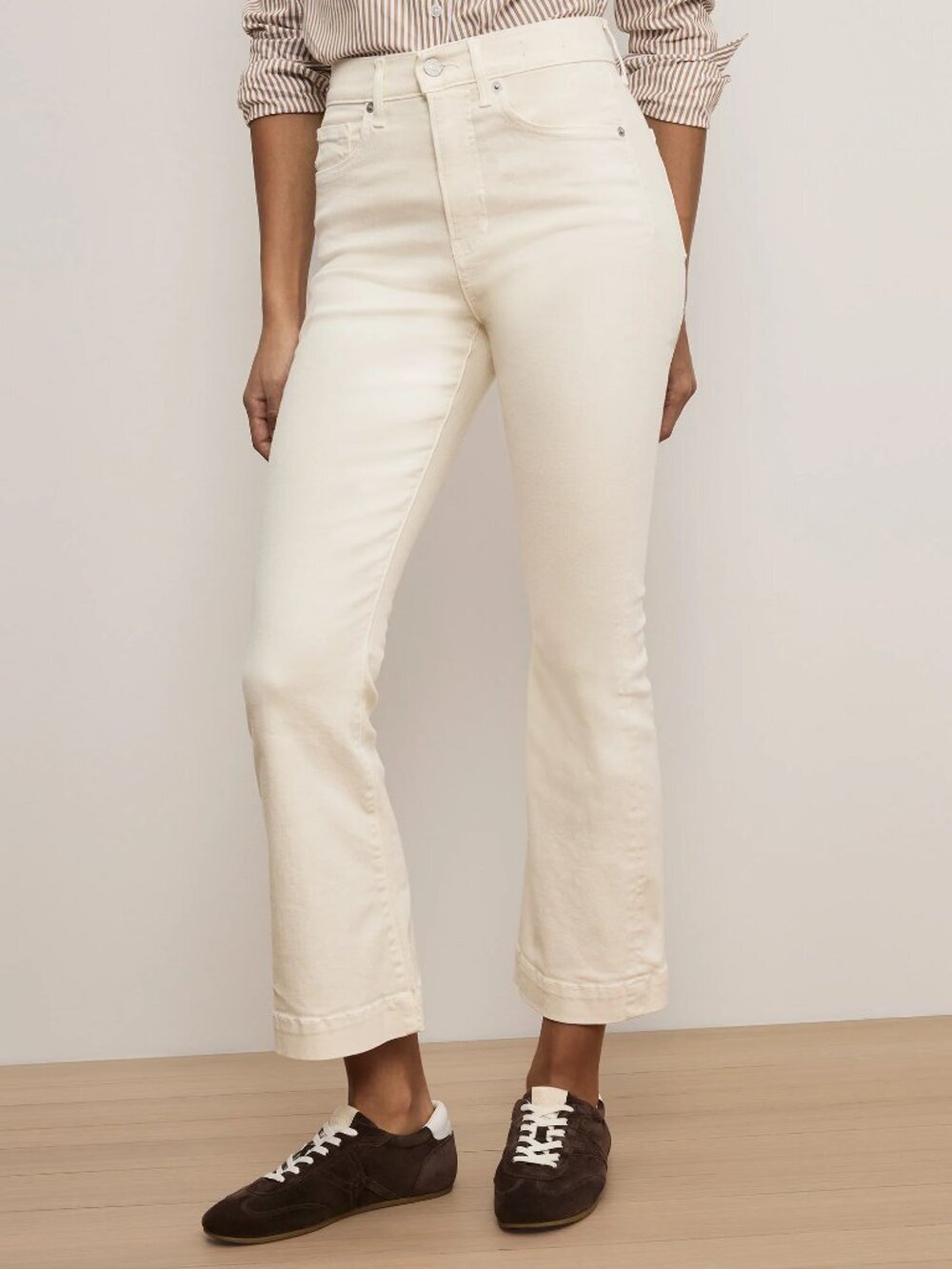 Veronica Beard Carson Ankle Flare High Rise Ecru Off White Denim Jeans Size 31
